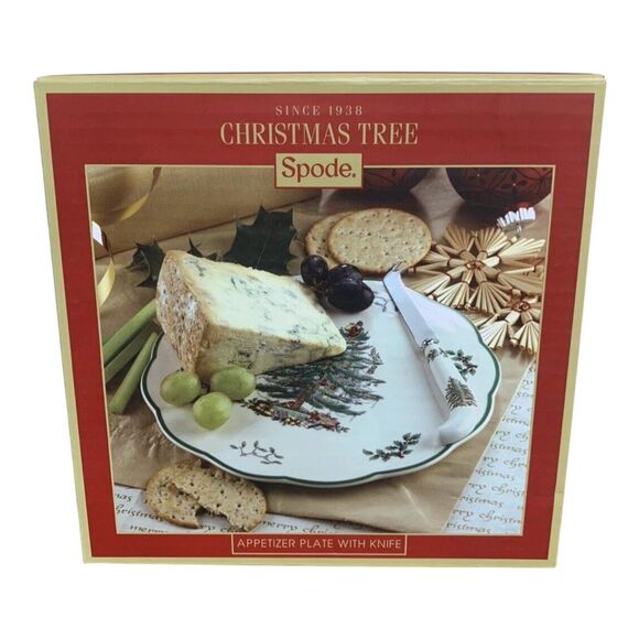 Spode Christmas Tree Appetizer Plate With Matching Knife - Brand New With Tag - Picture 1 of 5